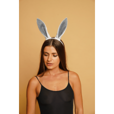 Хутряні вушка зайця для рольових ігор Білі із сірим Okova