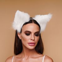 Пухнасті котячі вуха для рольових ігор Білого кольору Okova