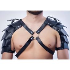 Чоловіча портупея з об'ємними плечима зі штучної шкіри чорного кольору DS Fetish розмір One Size