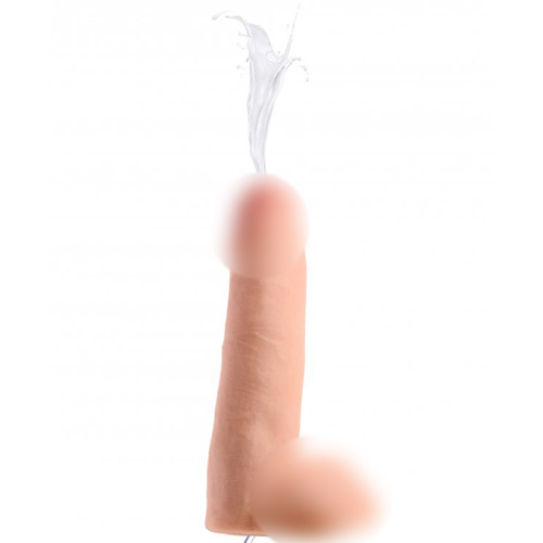 Фалоімітатор реалістичний з еякуляцією бежевого кольору XR Brands Squirting довжина 203 мм