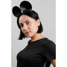 Вуха Міккі Маус для рольових ігор із натуральної шкіри чорного кольору DS Fetish
