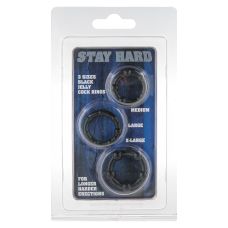 Кільця ерекційні 3 штуки чорного кольору Toy Joy STAY HARD