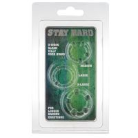 Эрекционные кольца 3 штуки прозрачного цвета Toy Joy STAY HARD
