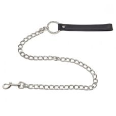 Повідець ланцюжок БДСМ із чорною ручкою зі штучної шкіри DS Fetish