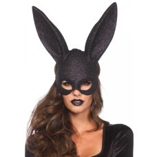 Эротическая блестящая маска кролика черного цвета Leg Avenue Glitter masquerade rabbit mask размер Оne size