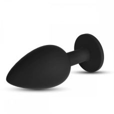 Анальна пробка з кільцем для карабіна силіконова чорна OKOVA розмір S