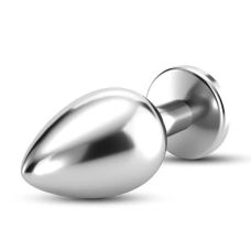 Анальна пробка з кільцем для карабіна металева срібляста OKOVA розмір M