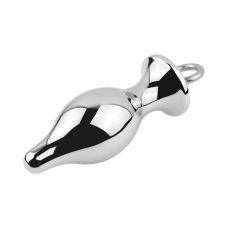 Анальна пробка посилена з кільцем для карабіна металева срібляста OKOVA розмір L