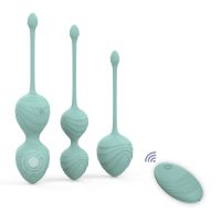 Набор вагинальных шариков с вибрацией и дистанционным пультом управления бирюзового цвета Every Night Toys Audrey 3 штуки