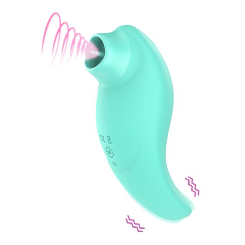 Вибратор с клиторальным стимулятором язычком с вакуумной стимуляцией зелёный Every Night Toys Jen 10 режимов вибрации