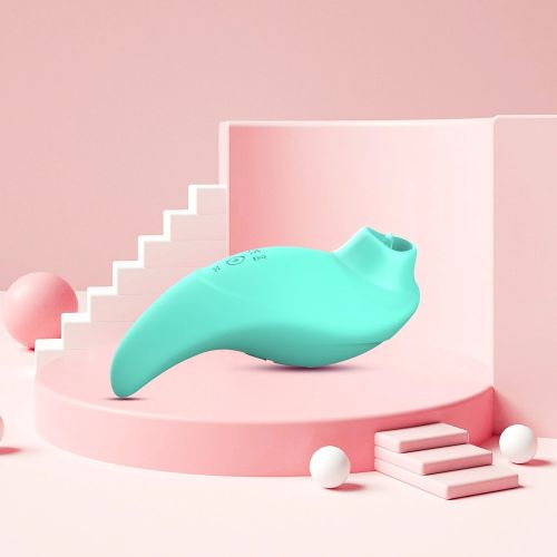 Вибратор с клиторальным стимулятором язычком с вакуумной стимуляцией зелёный Every Night Toys Jen 10 режимов вибрации