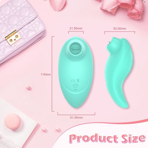 Вибратор с клиторальным стимулятором язычком с вакуумной стимуляцией зелёный Every Night Toys Jen 10 режимов вибрации