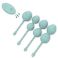 Набор вагинальных шариков с вибрацией и дистанционным пультом управления бирюзового цвета Every Night Toys Beata 4 штуки