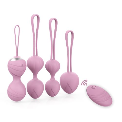Набір вагінальних кульок з вібрацією та дистанційним пультом управління бузкового кольору Every Night Toys Beata 4 штуки