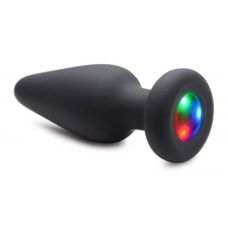 Анальна пробка конусної форми чорного кольору з підсвічуванням Foxshow Booty Sparks розмір M