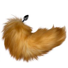 Анальний металевий затор чорного кольору з лисячим хвостом Loveshop розмір S