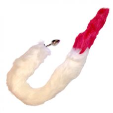 Анальний металевий затор сріблястого кольору з лисячим хвостом Loveshop