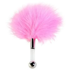 Щекоталка пушок на короткой ручке розового цвета Loveshop Runye