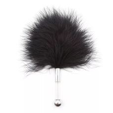 Щекоталка пушок на короткой ручке черного цвета Loveshop Runye