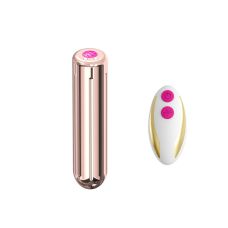 Віброкулька для стимуляції клітора золотистого кольору з пультом ДК Boss series Rock