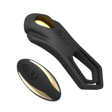 Віброкільце ерекційне чорного кольору з пультом ДК Boss Series Roadster