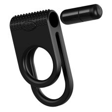 Ерекційне віброкільце для члена та мошонки чорного кольору Boss series Twins