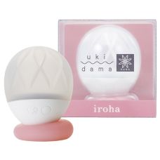 Вібратор для стимуляції клітора з підсвічуванням силіконовий білий на рожевій підставці Iroha Ukidama