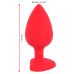 Анальна пробка силіконова червоного кольору із чорним кристалом у вигляді серця You2Toys