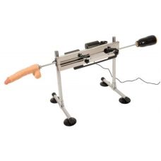 Двостороння секс машина на потужних присосках із 3 насадками сріблястого кольору Zslx The Banger