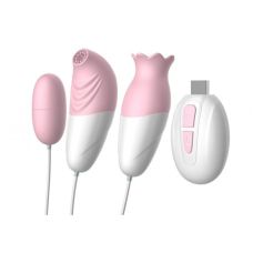 Виброяйцо 3 в 1 Вагинальное Для клитора Для сосков силиконовое с пультом управления розово белого цвета Boss series
