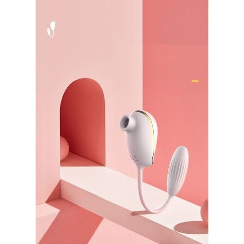 Виброяйце с вакуумным клиторальным стимулятором розового цвета Boss series 