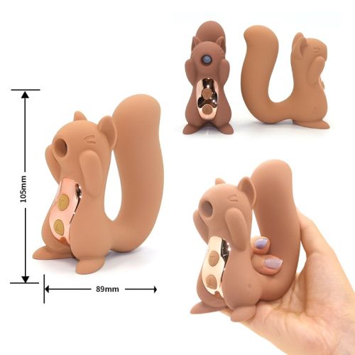 Вибратор вакуумный для клитора в форме белочки бежевый Sweet Em 