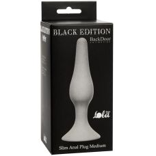 Анальний плаг силіконовий на присоску сірий-середнього розміру