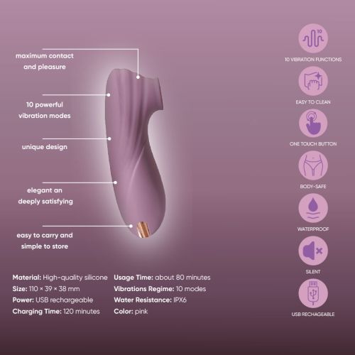 Вакуумний кліторальний вібратор сіро-фіолетовий Sweet Em