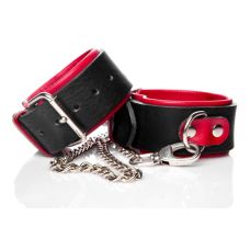 Наручники БДСМ для жінок ручної роботи з натуральної шкіри чорно червоного кольору Whips Collections