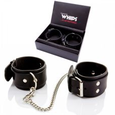 Наручники БДСМ для чоловіків ручної роботи із натуральної шкіри чорного кольору Whips Collections