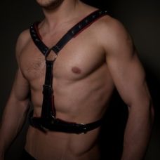 Чоловічі портупеї ручної роботи з натуральної шкіри чорного кольору Whips Collections