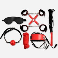 Набір для БДСМ із 8 предметів чорно-червоного кольору Secret Play Secret Pleasure Collection Bondage Kit