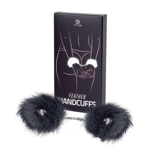 Наручники з пір'ям лелеки марабу в чорному кольорі Secret Play Marabou Handcuffs Наручники з пір'ям лелеки марабу в чорному кольорі Secret Play Marabou Handcuffs
