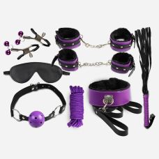 Набір для БДСМ із 8 предметів чорно-фіолетового кольору Secret Play Secret Pleasure Collection Bondage Kit