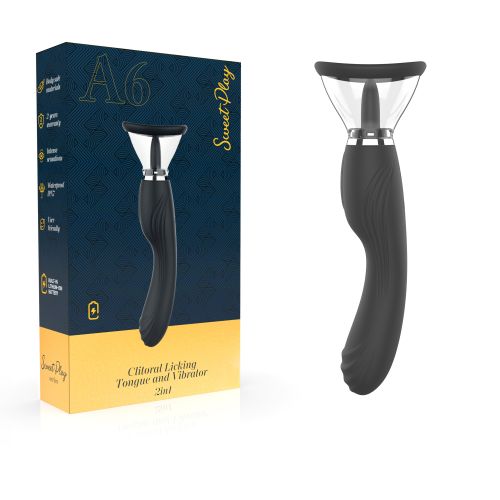 Вібратор для клітора 2в1 вібраційна стимуляція та інноваційна дія рухомого язичка з функцією всмоктування чорного кольору Erospace Sweet Play Clitoral Licking