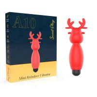 Міні-вібратор у формі оленя червоного кольору Erospace Sweet Play Mini Reindeer Vibrator модель A10