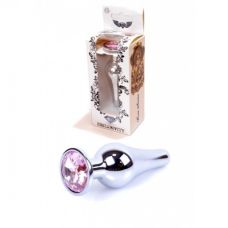 Анальний корок сріблястого кольору з рожевим каменем Boss series