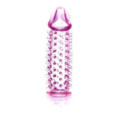 Насадка на член рельефная розового цвета Boss series 