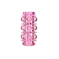 Насадка на член рельефная розового цвета Boss series 