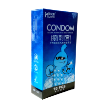 Презервативы с пупырышками ультратонкие с охлаждающим эффектом синие Muaisi 10 штук