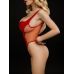 Боді з сіточками вставками з боків латексне червоного кольору Devil Boutique розмір L