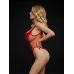 Боди с сеточками вставками по бокам латексное красного цвета Devil Boutique размер M