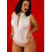Боди с молнией спереди латексный белого цвета Devil Boutique размер XL