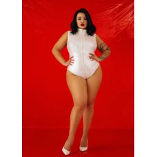 Боди с молнией спереди латексный белого цвета Devil Boutique размер 3XL